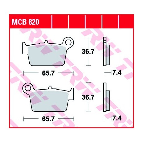 KLOCKI HAMULCOWE MOTOCYKL ORGANIC BETA RR 50 SUPERMOTARD 08- TRW MCB820